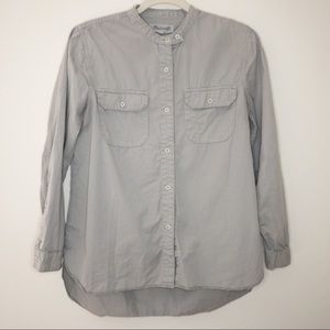Madewell Button Down Collarless cargo shirt M